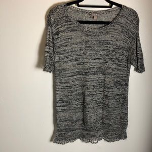 J.Jill 100% linen top Woven Black White Lace